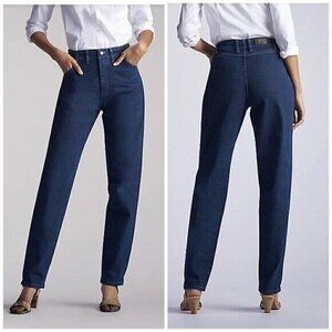 Lee Jeans Womens Size 6 Blue Dark Indigo Wash Stretch Denim Tapered Leg